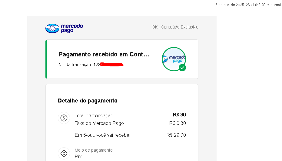 Registro de venda recente servindo como prova social do melhor site para comprar conteúdo adulto atualmente.